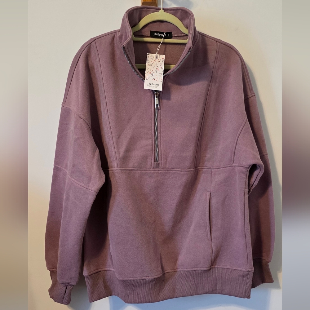 NWT Quarter Zip Sweater Automet Size Small Over Sized Look